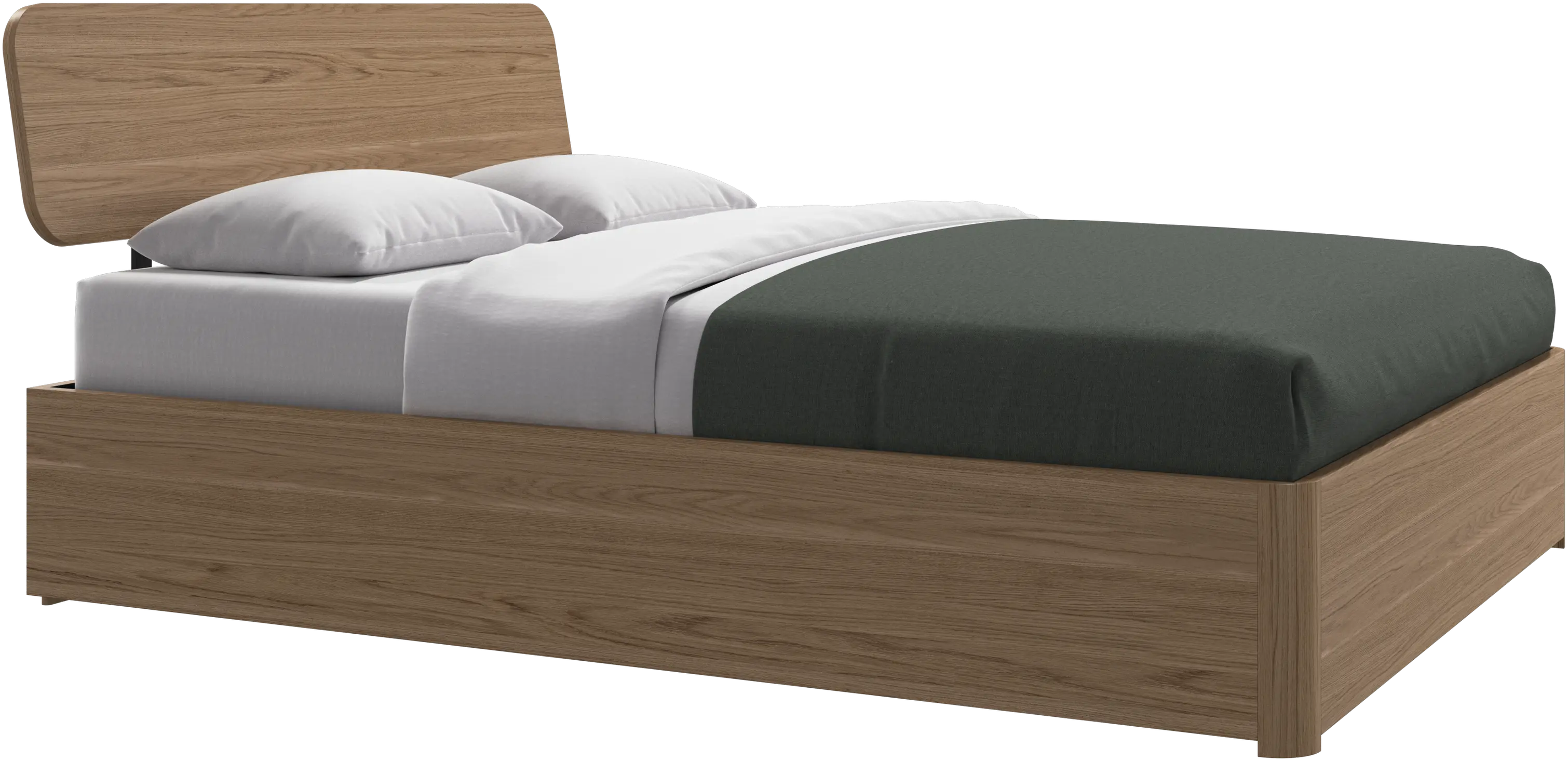 Element bed, bed-mounted headboard, with slats and storage solution, excl. mattress
